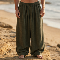 Calpe Wide Leg Corduroy Pants in Army Green