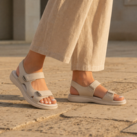 Albufeira Orthopedic Hook-Strap Sandals in Beige