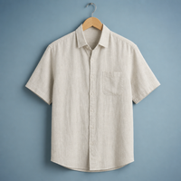 Frigiliana Linen Short Sleeve Shirt in Beige