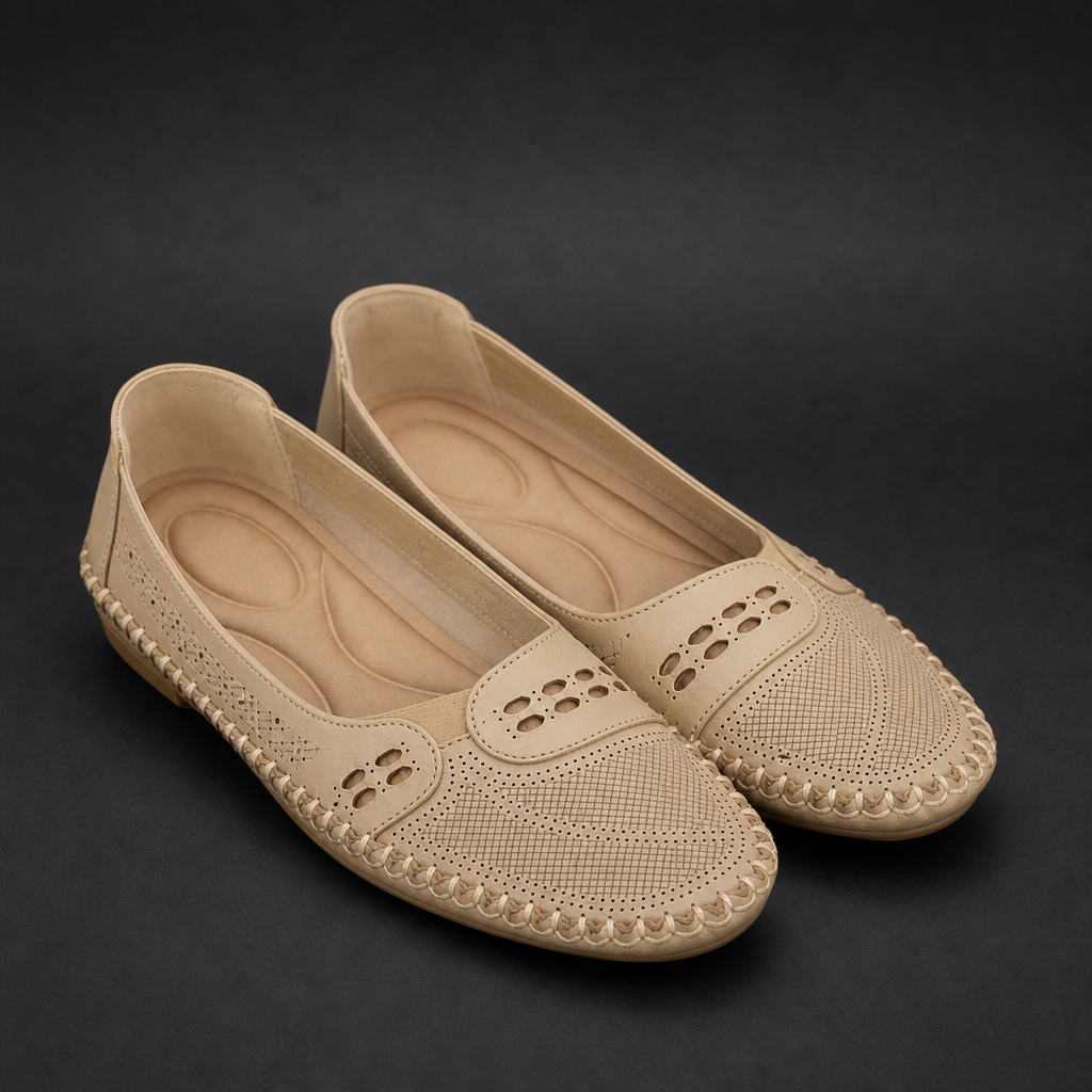 Spoleto Orthopedic Perforated Flats in Beige