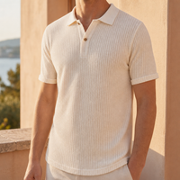 Polignano Waffle Knit Polo in Beige