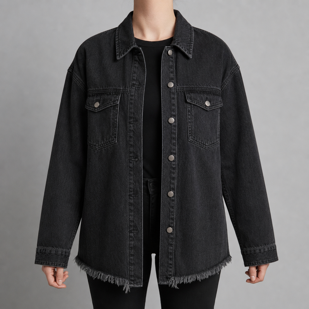 Alberobello Oversized Denim Jacket in Black