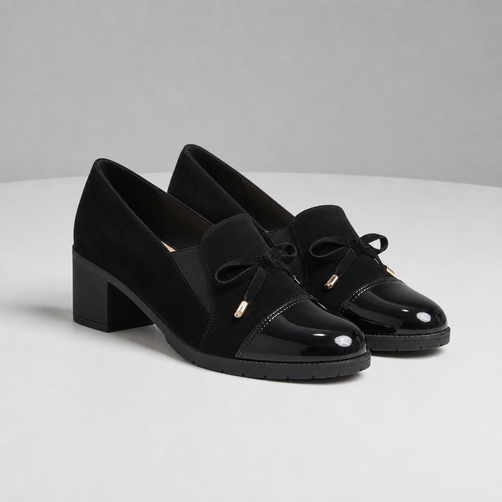 Gijon Bow Detail Loafers in Black