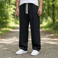 Lucca Checkered Corduroy Sweatpants in Black