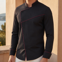 Elvas Asymmetric Slim Fit Shirt in Black