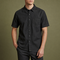 Ierapetra Short Sleeve Denim Shirt in Black