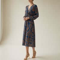 Opatija Floral Wrap Midi Dress in Blue