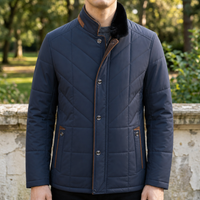 Amorgos Quilted Fur Collar Coat in Blue