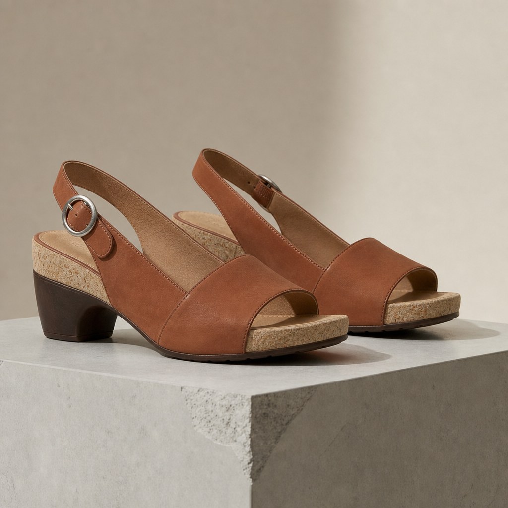 Tavira Orthopedic Heeled Sandals in Brown