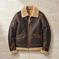 Eze Shearling Lined Bomber Jacket in Brown