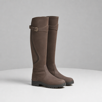 Ston Waterproof Leather Riding Boots in Dark Brown
