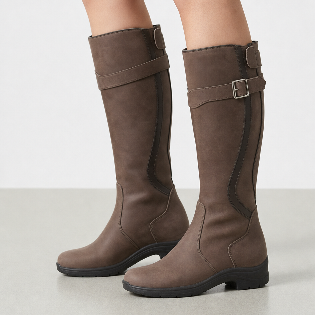 Mojacar Waterproof Leather Riding Boots in Dark Brown