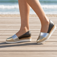 Volterra Metallic Espadrille Wedge Loafers in Dark Gold