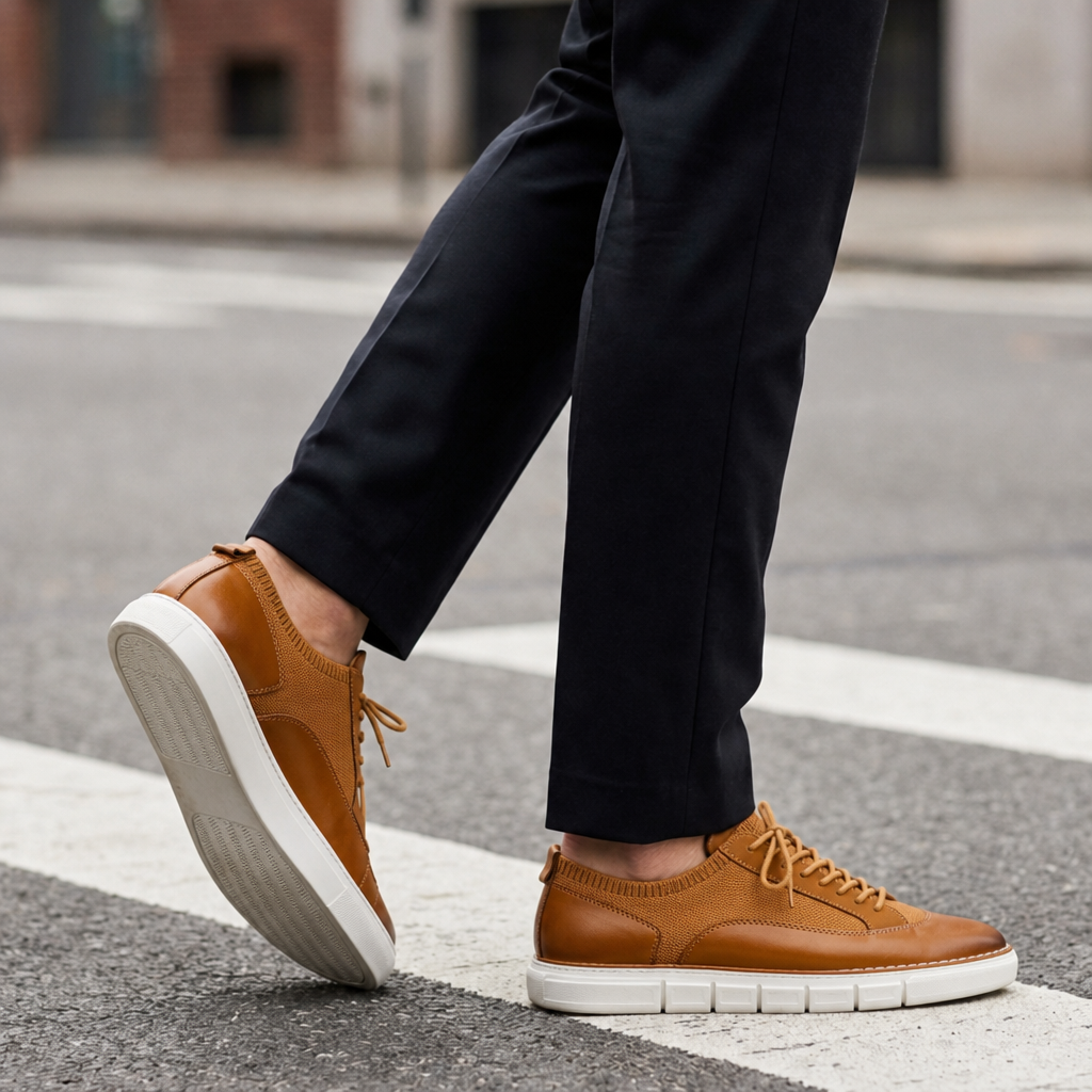 Spoleto Leather Knit Sneakers in Brown