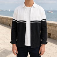 Milos Colorblock Cotton Shirt in White and Black