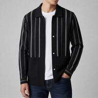 Ericeira Striped Knit Cardigan in Black and White