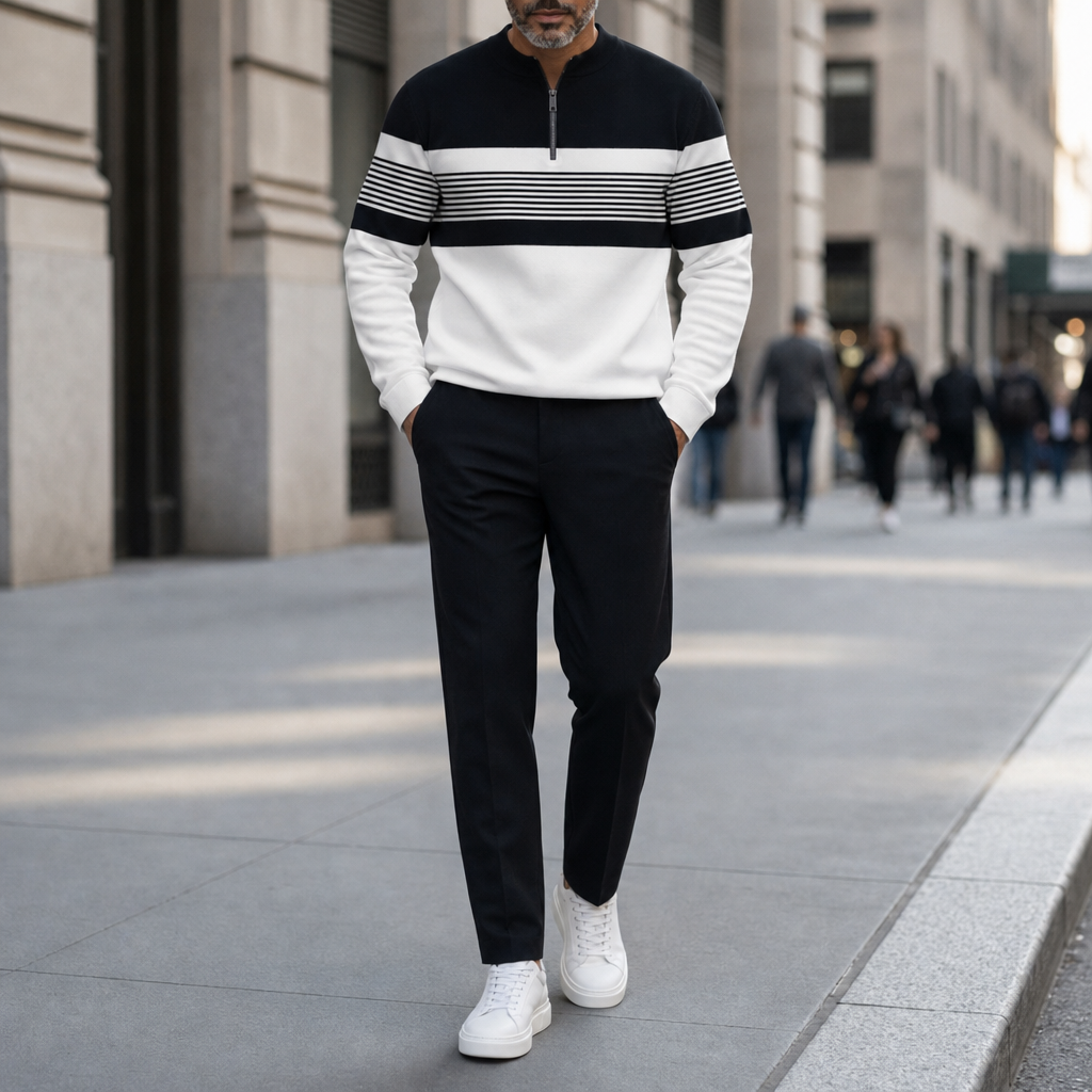 Oviedo Zip Colorblock Tracksuit Set in White/Black