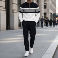 Oviedo Zip Colorblock Tracksuit Set in White/Black