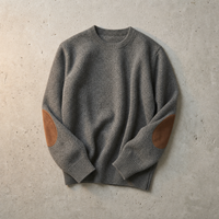 Beziers Elbow Patch Knit Sweater in Gray