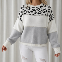 Nerja Leopard Print Knit Sweater in Gray
