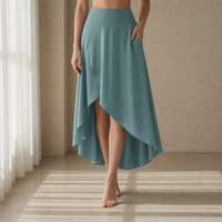 Lamego Flowy Wrap Midi Skirt in Mineral Blue