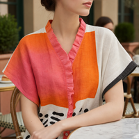 Villefranche Ruffle Print Blouse in Multicolor