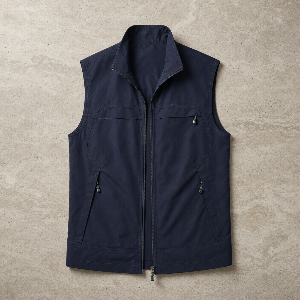 Merida Lightweight Zip Vest in Navy Blue