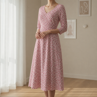Syros Polka Dot Midi Dress in Pink