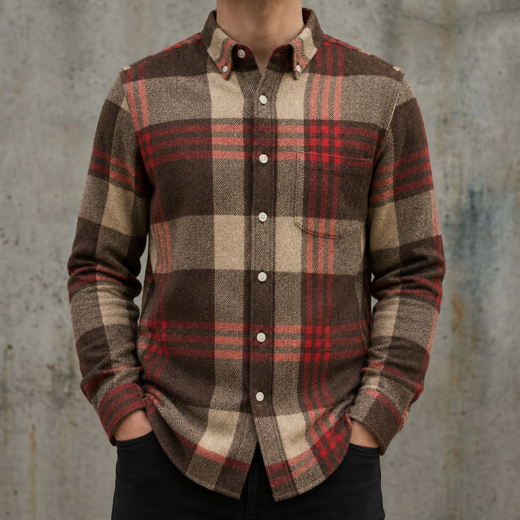 Serifos Plaid Flannel Shirt in Red