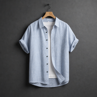 Rethymno Linen Short Sleeve Shirt in Sky Blue