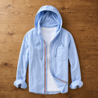 Volterra Hooded Zip Shirt in Sky Blue