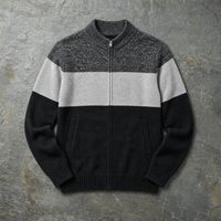 Gordes Striped Zip Cardigan in Black