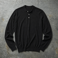 Zakynthos Knit Polo Sweater in Black