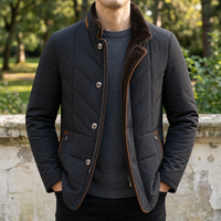 Amorgos Quilted Fur Collar Coat in Black