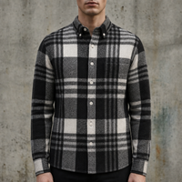 Serifos Plaid Flannel Shirt in Black