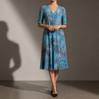 Gordes Floral Print Midi Dress in Blue