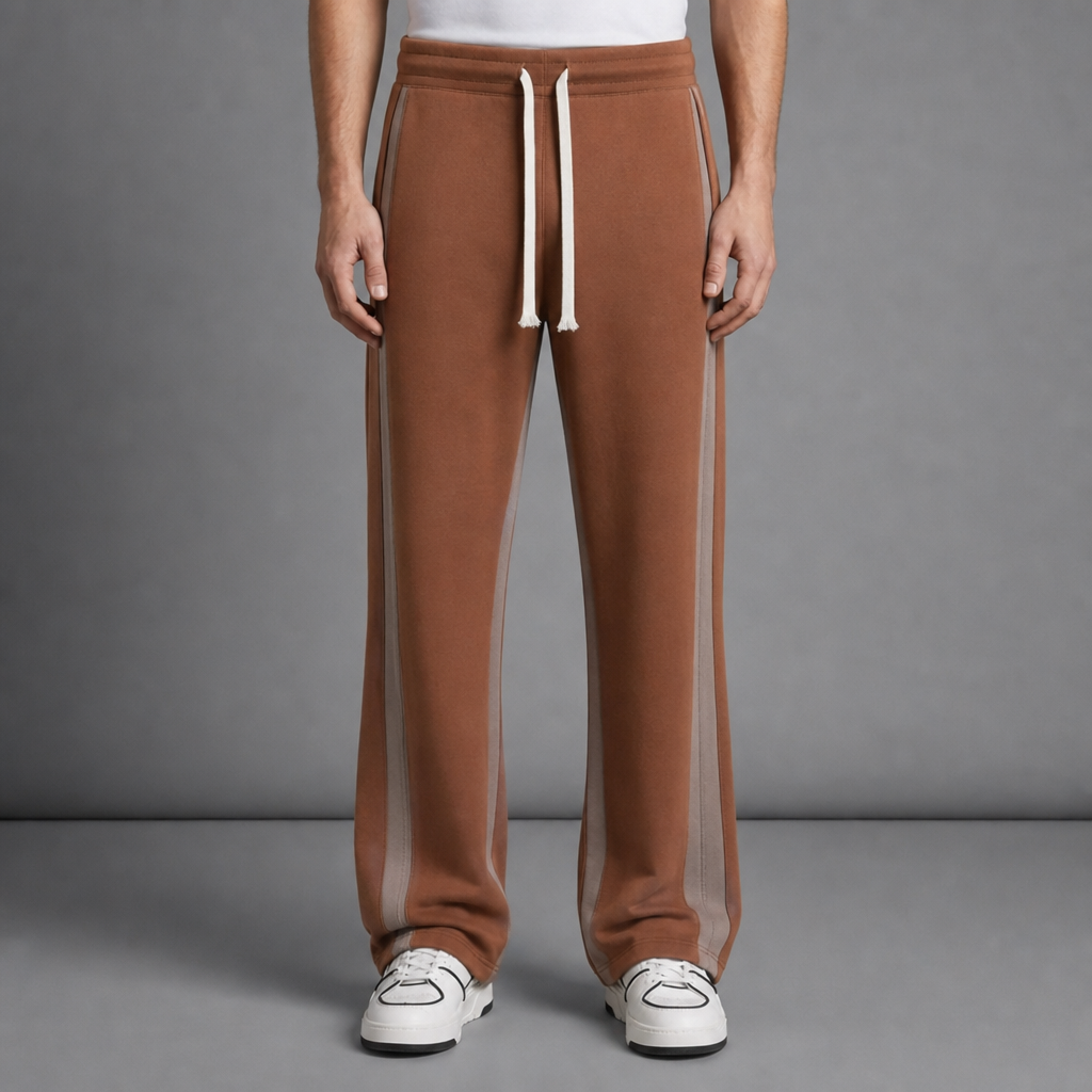 Calvi Side Stripe Sweatpants in Brown