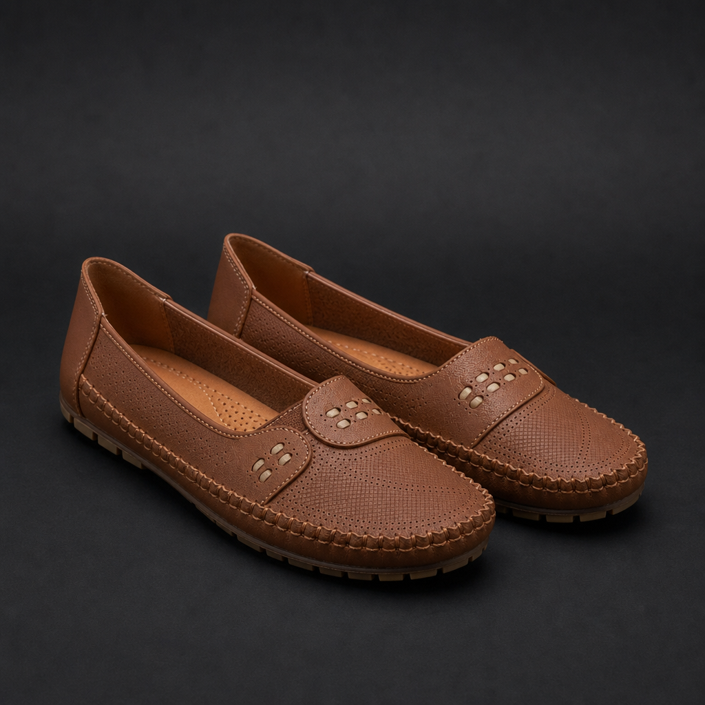 Spoleto Orthopedic Perforated Flats in Brown