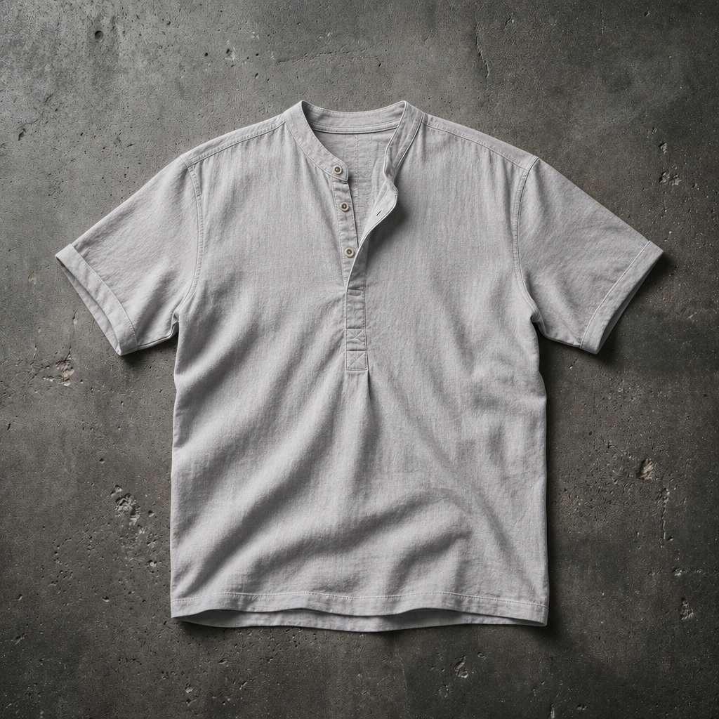 Otranto Linen Henley Shirt in Gray