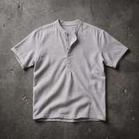 Otranto Linen Henley Shirt in Gray