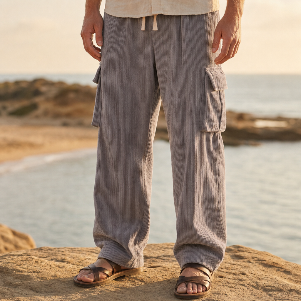 Narbonne Corduroy Cargo Pants in Gray