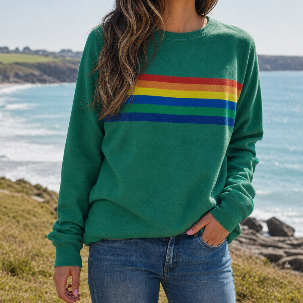 Tivoli Rainbow Stripe Sweatshirt in Green
