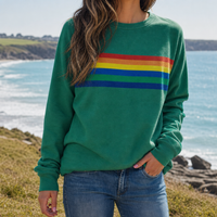 Tivoli Rainbow Stripe Sweatshirt in Green
