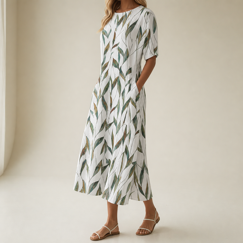 Mantova Floral Print Midi Dress in Green