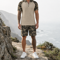 Makarska Camo Zip Polo Set in Khaki