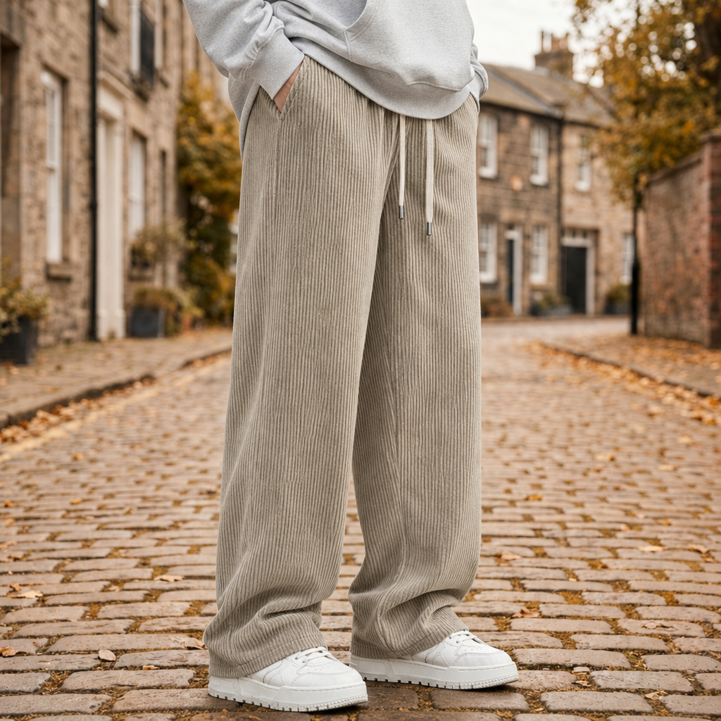 Kakopetria Wide Leg Corduroy Pants in Khaki