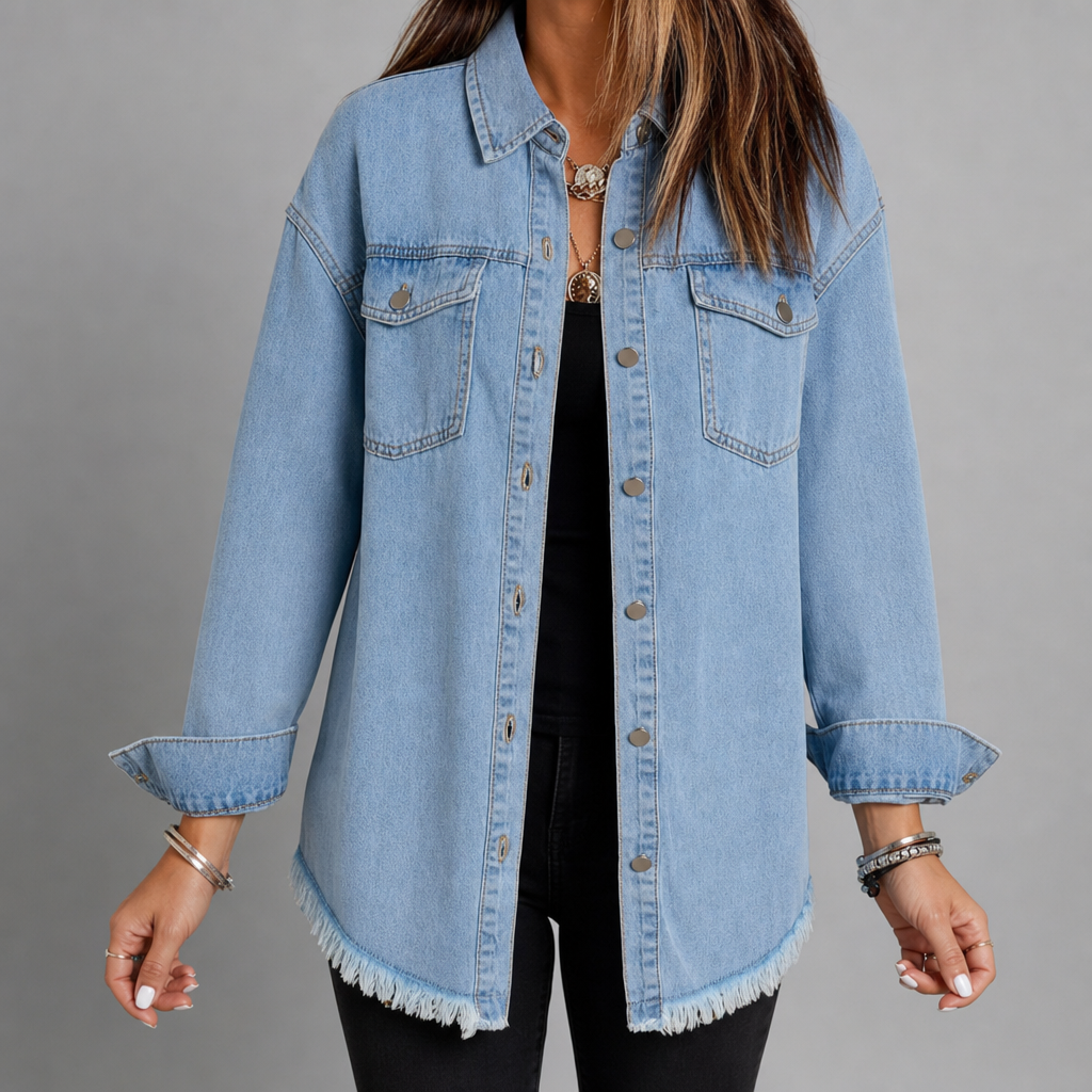Alberobello Oversized Denim Jacket in Light Blue