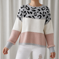 Nerja Leopard Print Knit Sweater in Pink