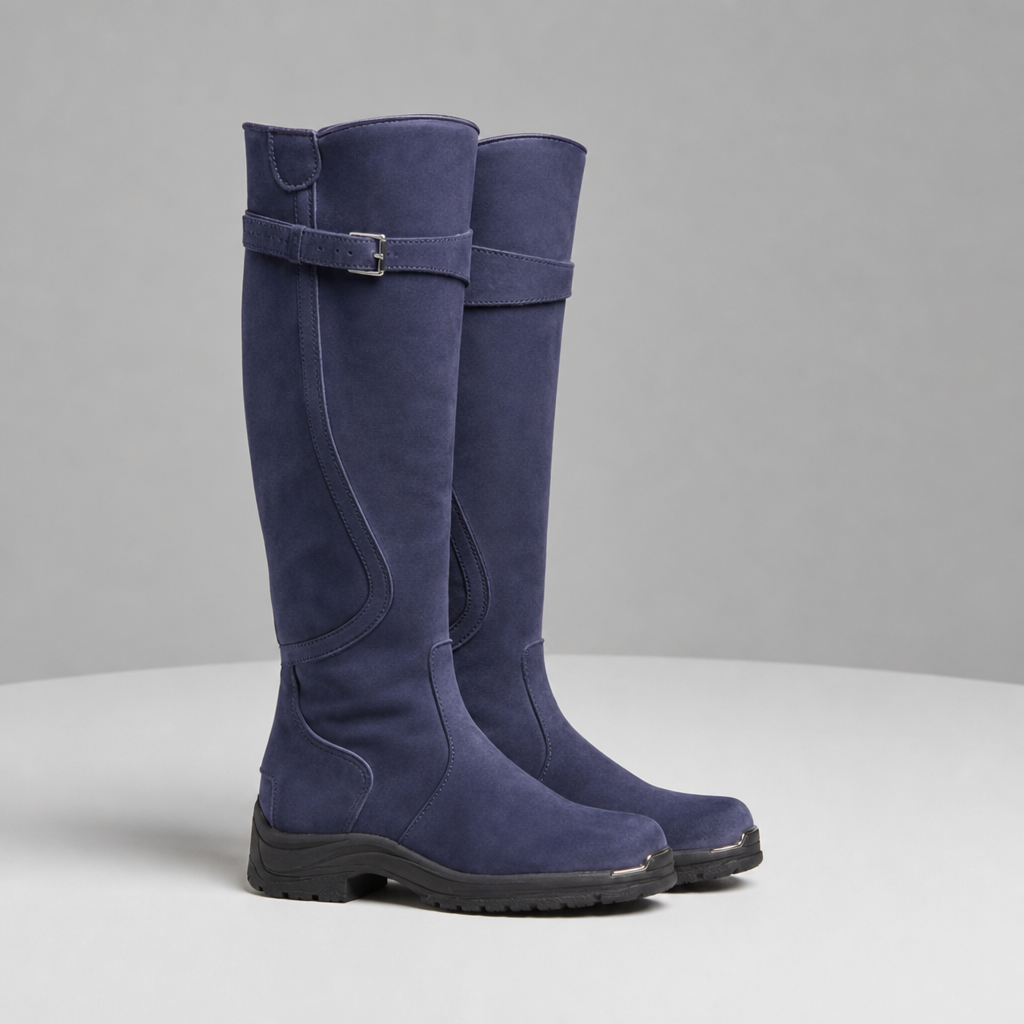 Ston Waterproof Leather Riding Boots in Purple