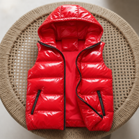 Monsaraz Metallic Hooded Puffer Vest in Red